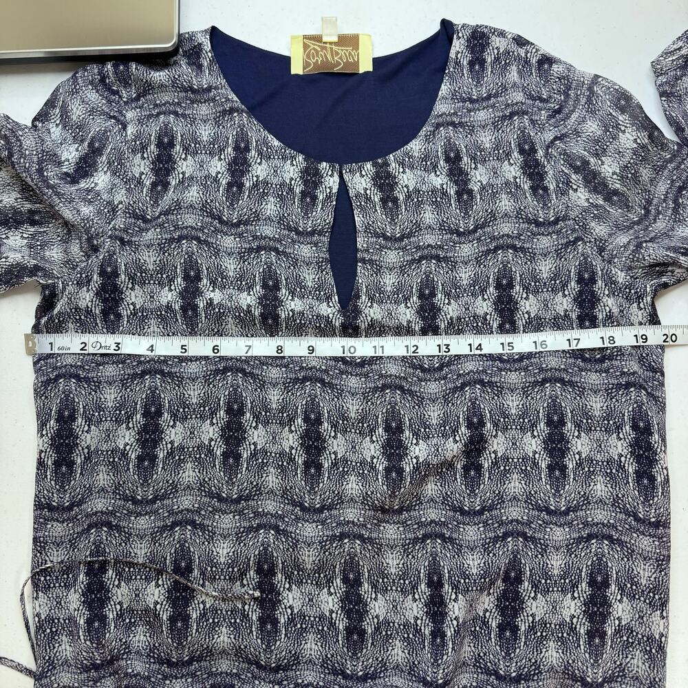 Rory Beca Silk Navy Graph‎ Print Tie Waist Dress Women's Medium Beach Cover Up - Picture 6 of 7